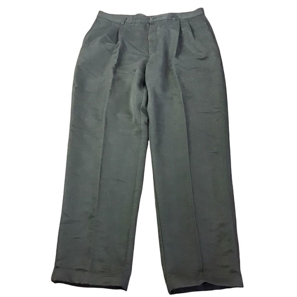 Chaps x Ralph Lauren Olive Green Front Pleated Cuffed Slacks Menβs 40x34